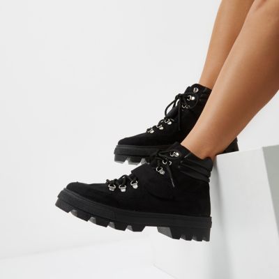 Black suede hiker boots